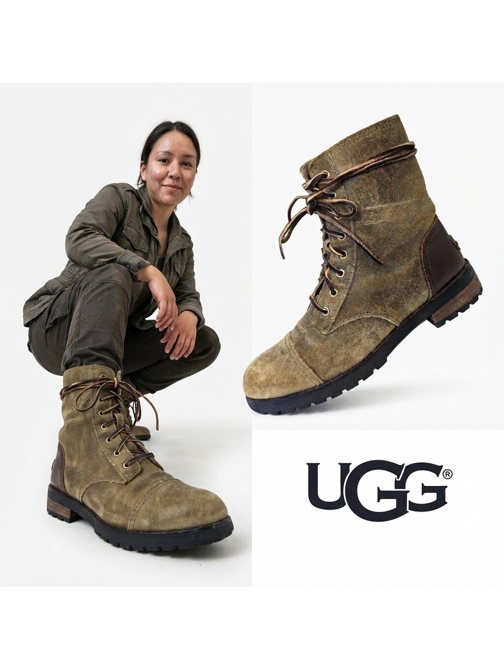 UGG Kilmer II Women Boots Lace-Up Brown Leather US 7.5
